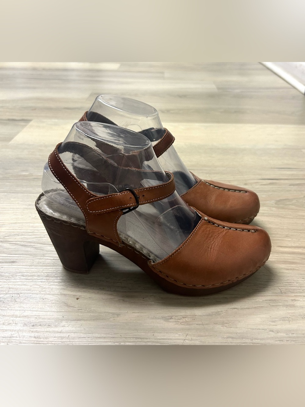 Spring Step Mary Jane Clogs Women 39 US 8.5 Brown Leather Heels Comfort Casual - Picture 2 of 12
